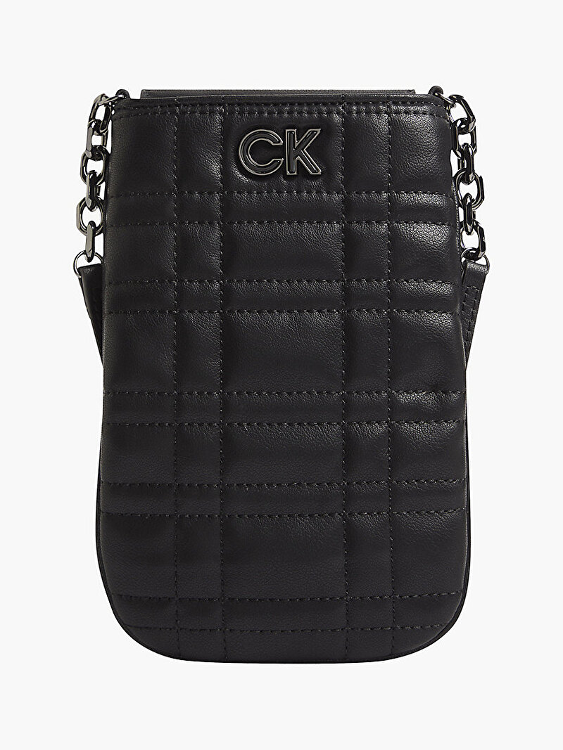Calvin Klein Siyah Renkli Kadın Geri Dönüştürülmüş Kapitone Telefon Çantası