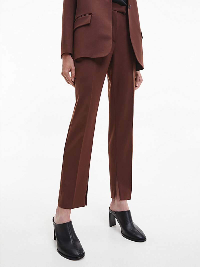 Calvin Klein Kahverengi Renkli Kadın Slim Tailored Yırtmaçlı Paça Pantolon