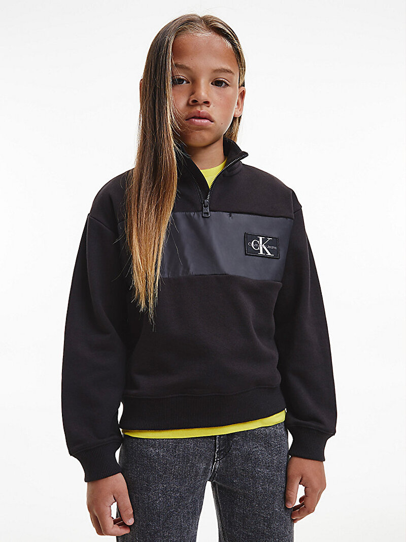 Calvin Klein Siyah Renkli Erkek Çocuk Fermuarlı Sweatshirt