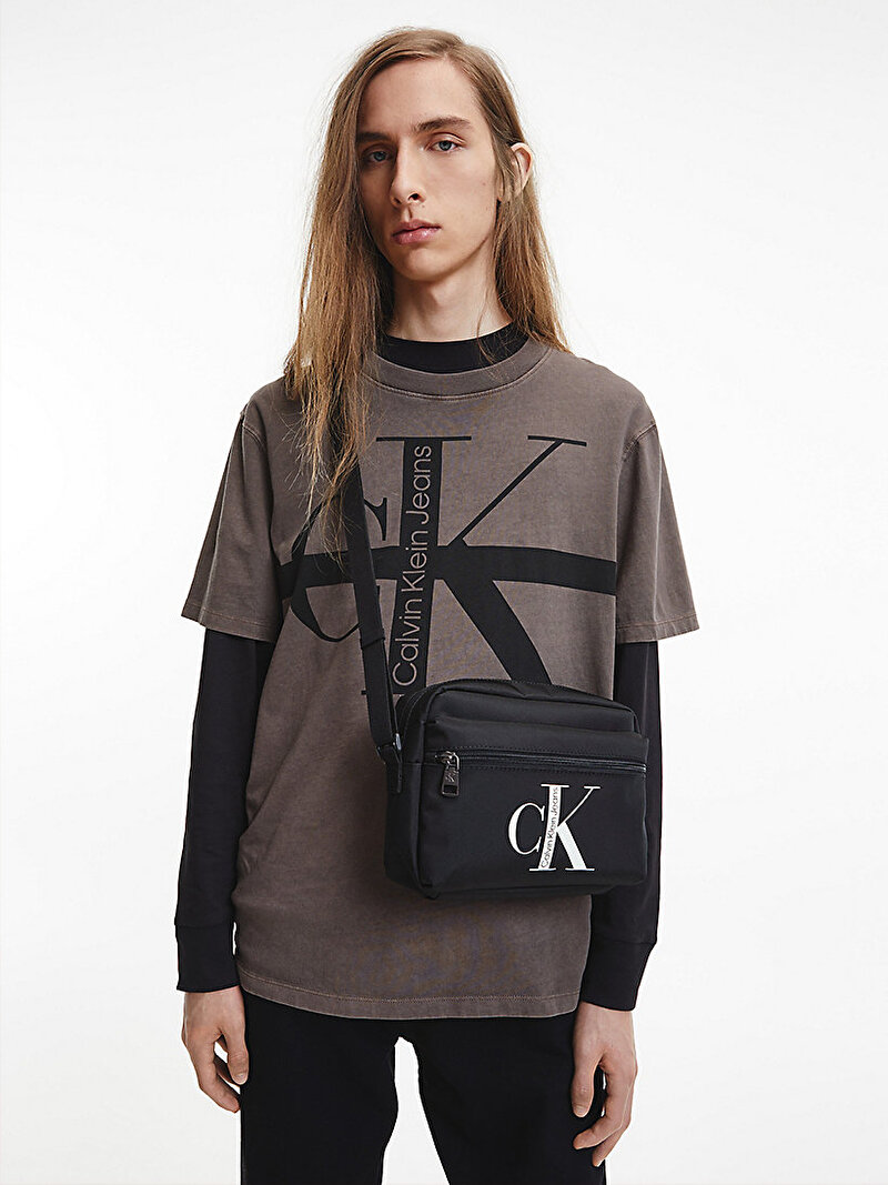 Calvin Klein Kahverengi Renkli Erkek Rahat Monogram T-Shirt