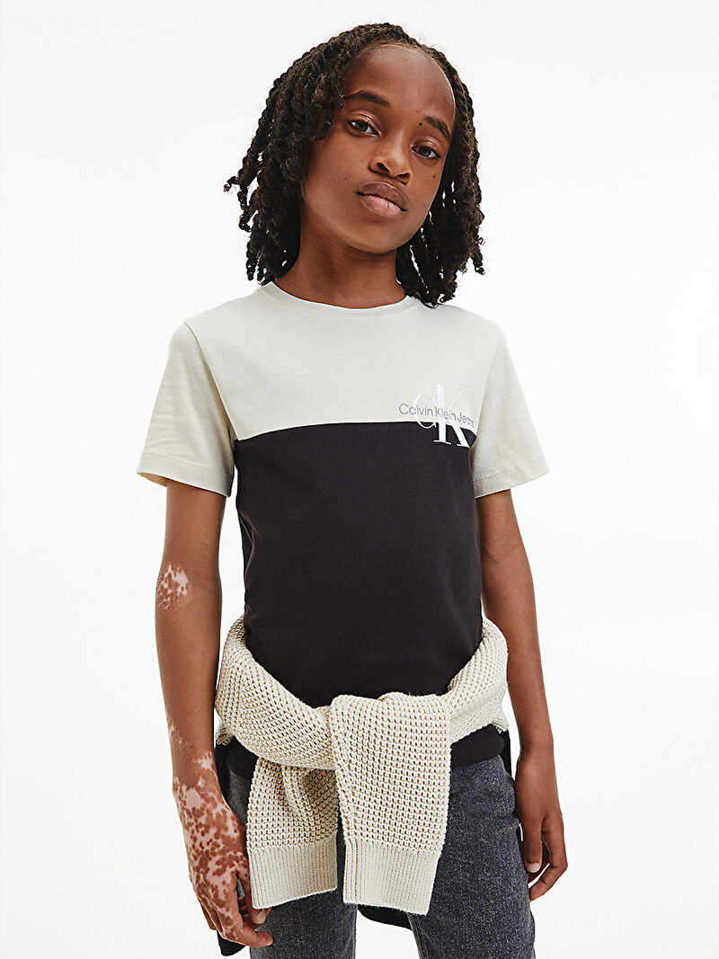 Calvin Klein Siyah Renkli Erkek Çocuk Organik Pamuk Colourblock T-Shirt