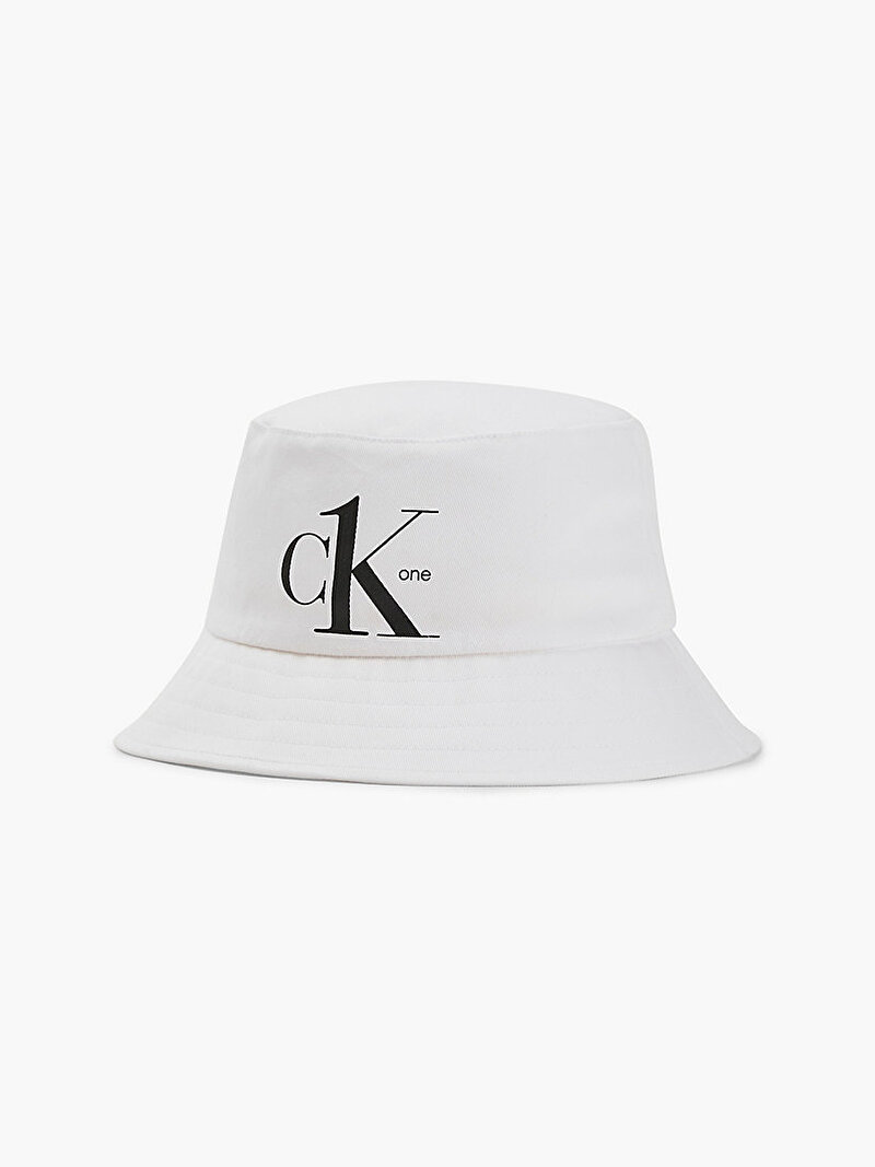 Calvin Klein Beyaz Renkli Unisex Organik Pamuklu Balıkçı Şapkası - CK One
