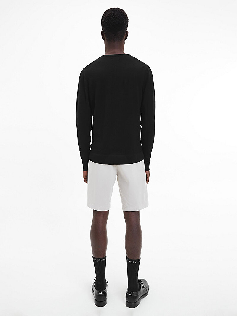 Calvin Klein Siyah Renkli Erkek Merinos Yünlü Kazak