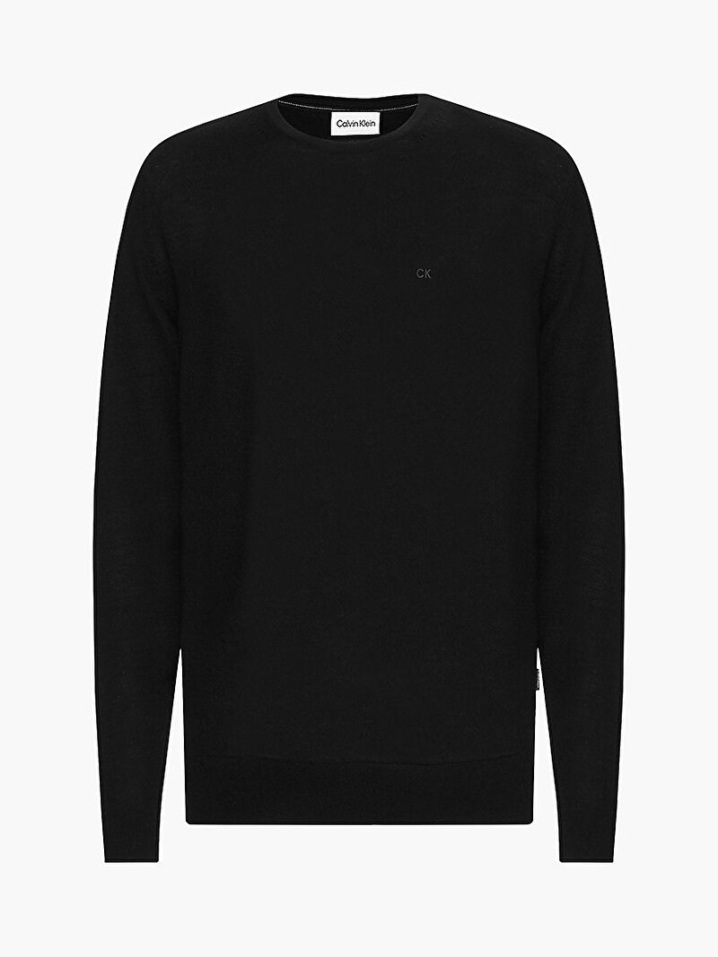 Calvin Klein Siyah Renkli Erkek Merinos Yünlü Kazak