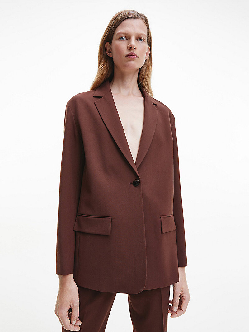 Calvin Klein Kahverengi Renkli Kadın Rahat Tailored Blazer Ceket