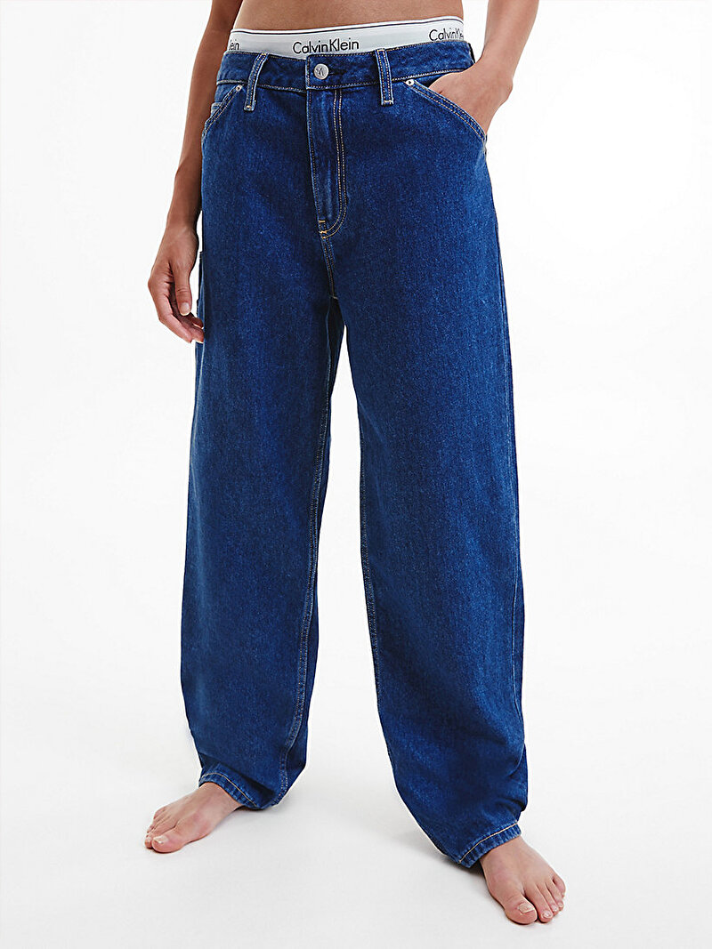 Calvin Klein Mavi Renkli Kadın 90'lar Straight Utility Jean Pantolon