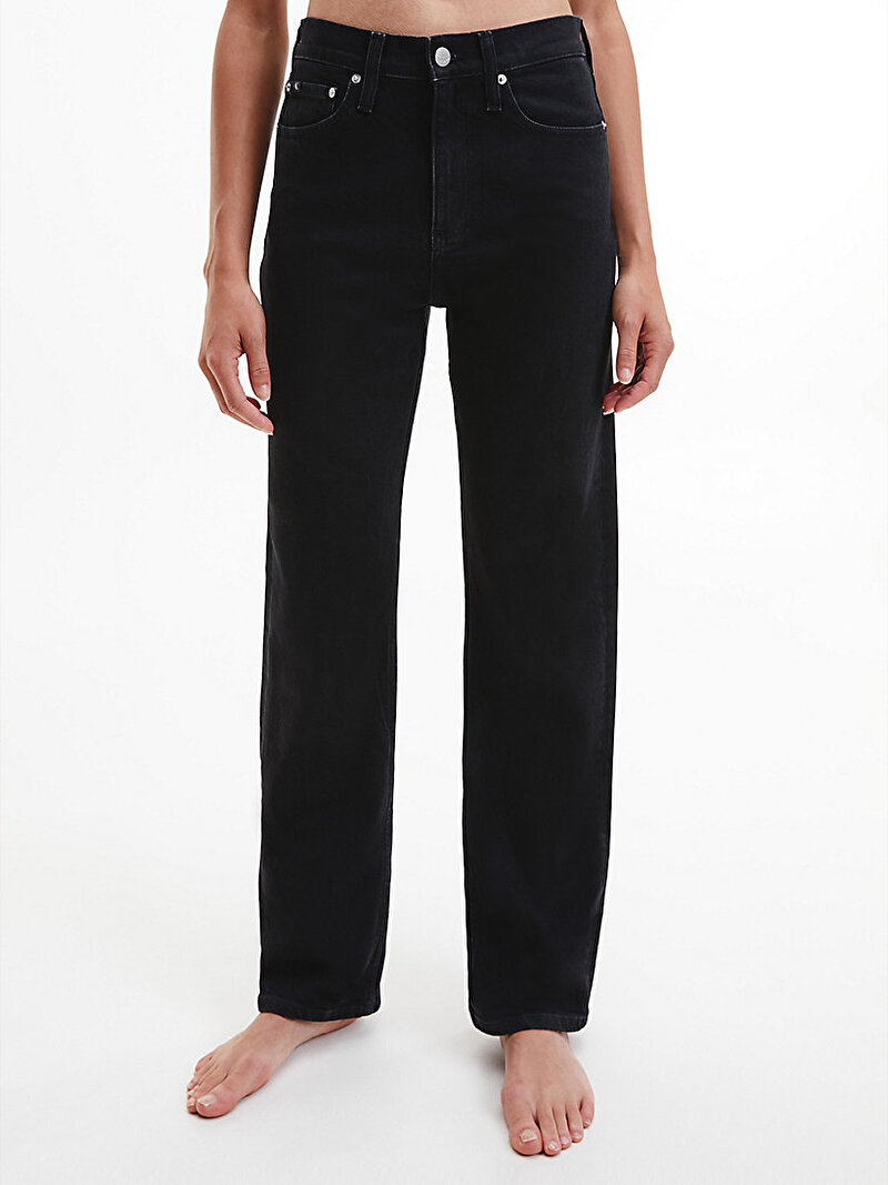 Calvin Klein Siyah Renkli Kadın Yüksek Bel Straight Jean Pantolon