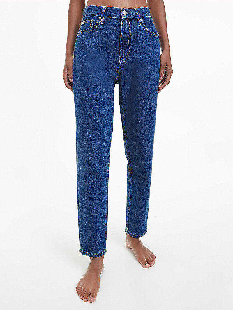 Calvin Klein Mavi Renkli Kadın Yüksek Bel Mom Jean Pantolon