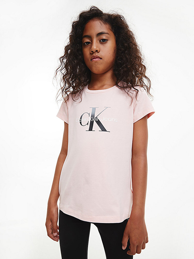Calvin Klein Pembe Renkli Kız Çocuk Logolu T-shirt