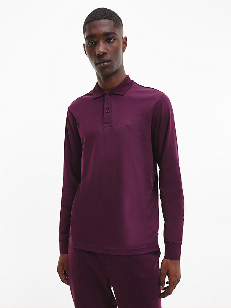 Calvin Klein Mor Renkli Erkek Slim Uzun Kollu Polo T-Shirt