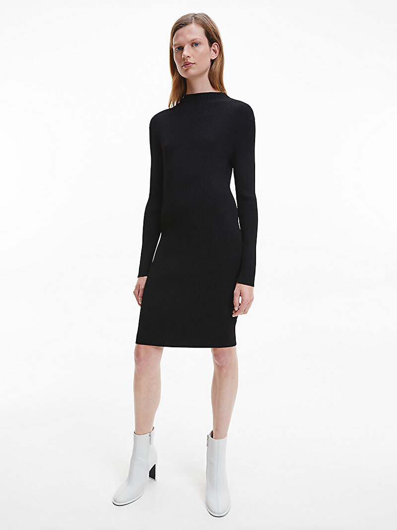 Calvin Klein Siyah Renkli Kadın Ribanalı Bodycon Elbise