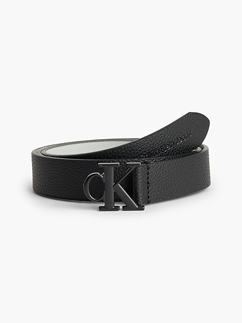 Calvin Klein Siyah Renkli Kadın Logolu Deri Kemer
