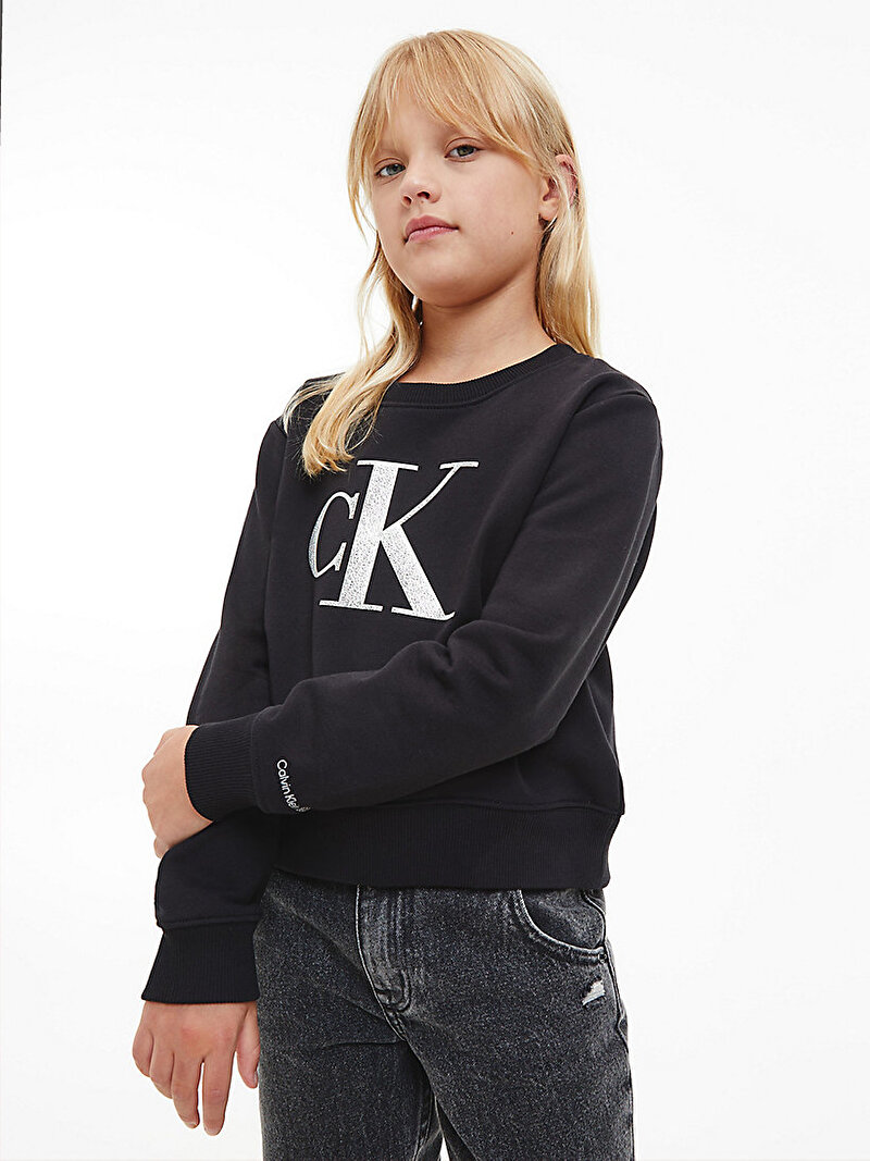 Calvin Klein Siyah Renkli Kız Çocuk Cuts Seams Quilted Sweatshirt