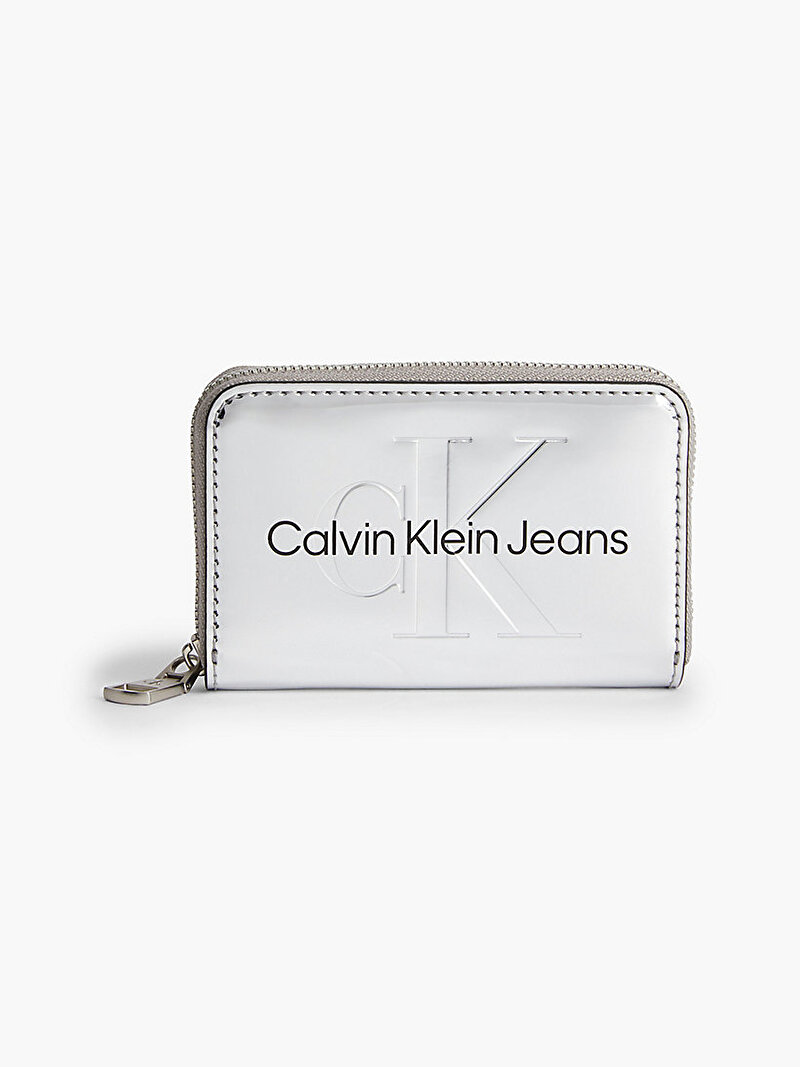 Calvin Klein Gri Renkli Kadın Gümüş Renkli Fermuarlı Cüzdan