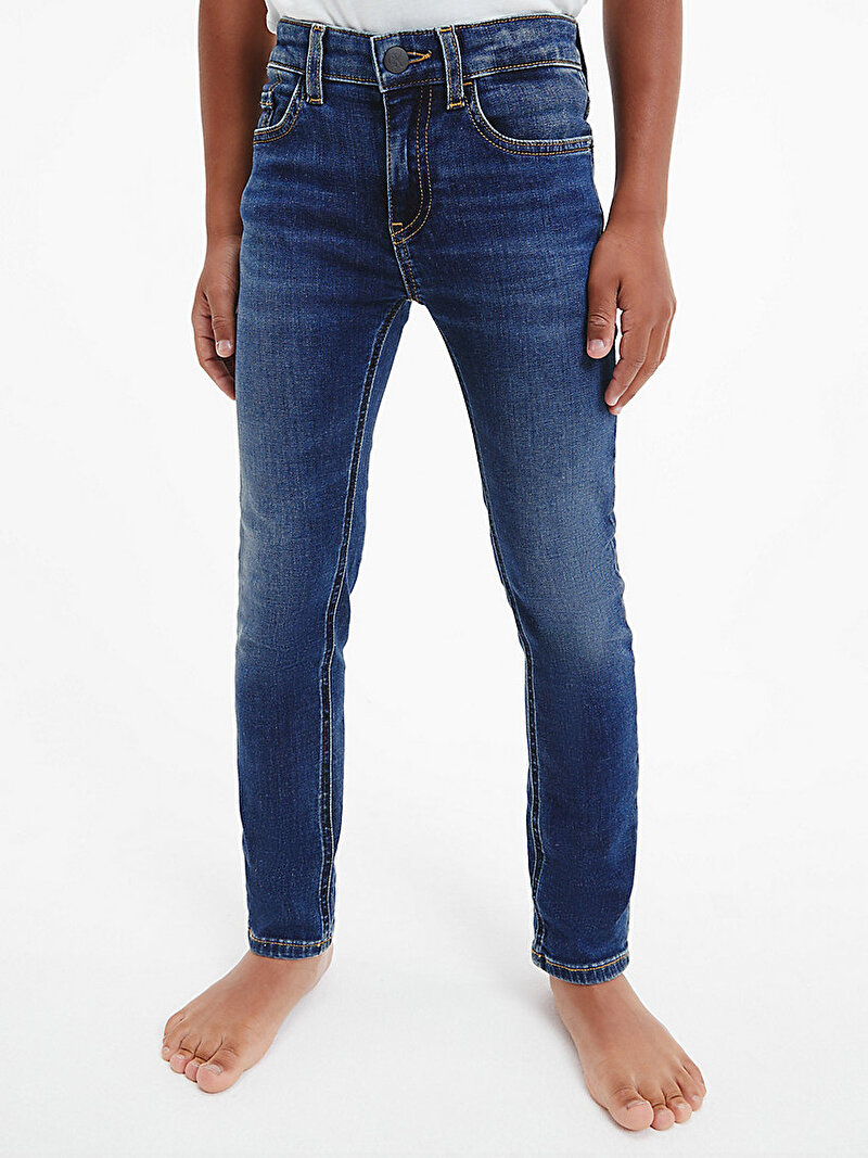 Calvin Klein Mavi Renkli Erkek Çocuk Mid Rise Slim Jean Pantolon