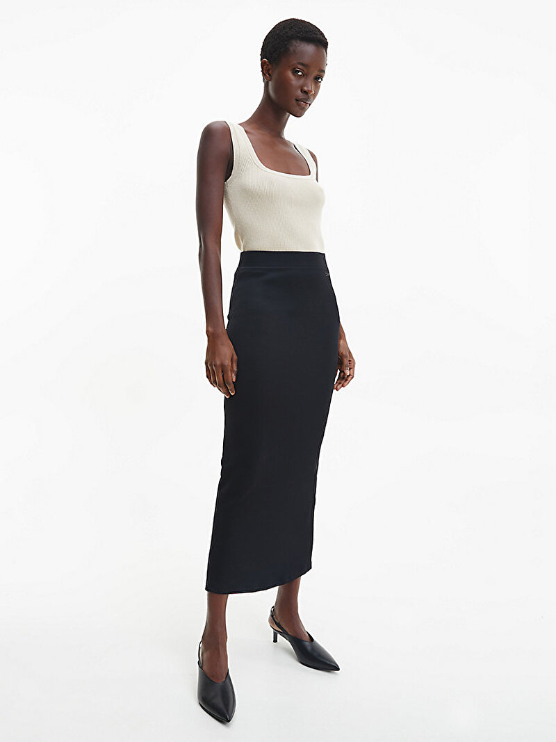 Calvin Klein Siyah Renkli Kadın Slim Maxi Bodycon Etek