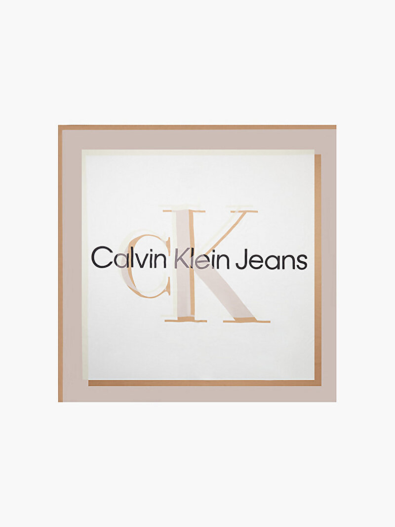 Calvin Klein Beyaz Renkli Kadın Logolu Şal