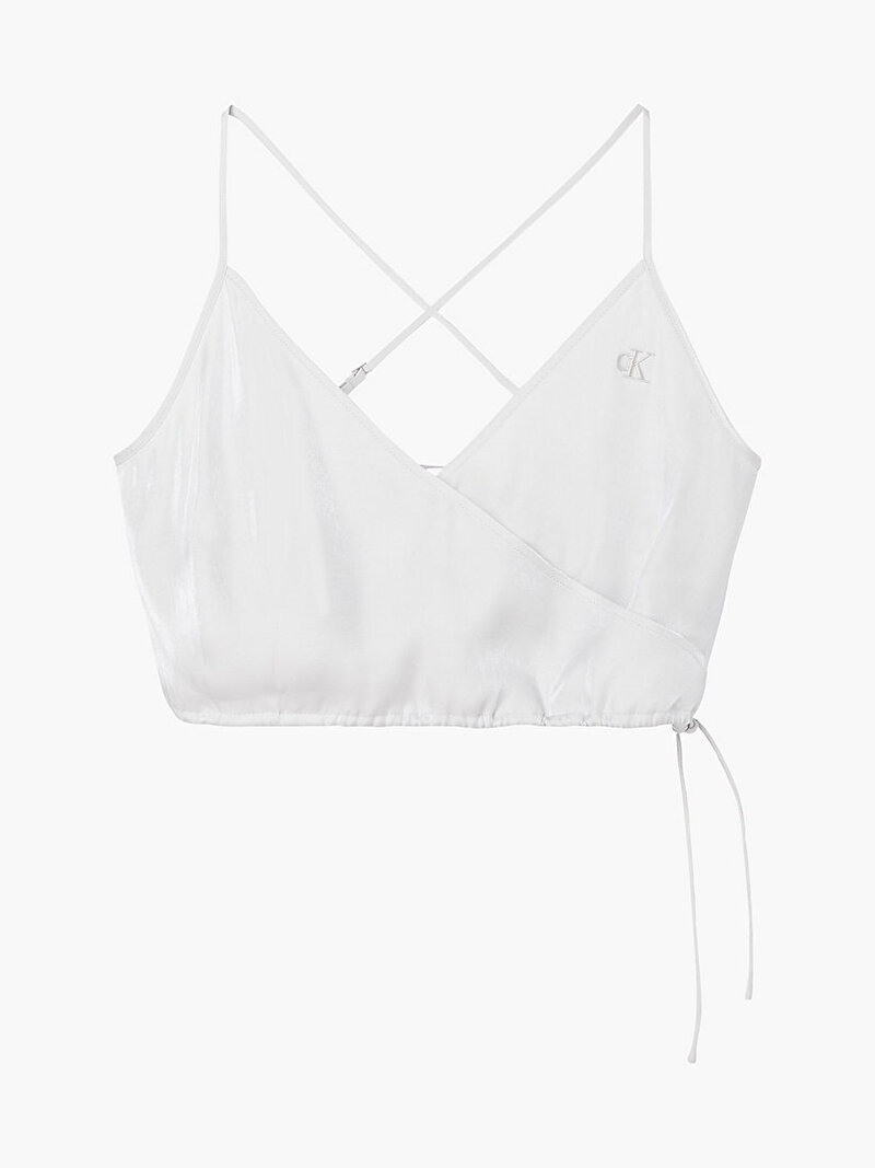 Calvin Klein Beyaz Renkli Kadın Gümüş Saten Kaşkorse Bluz