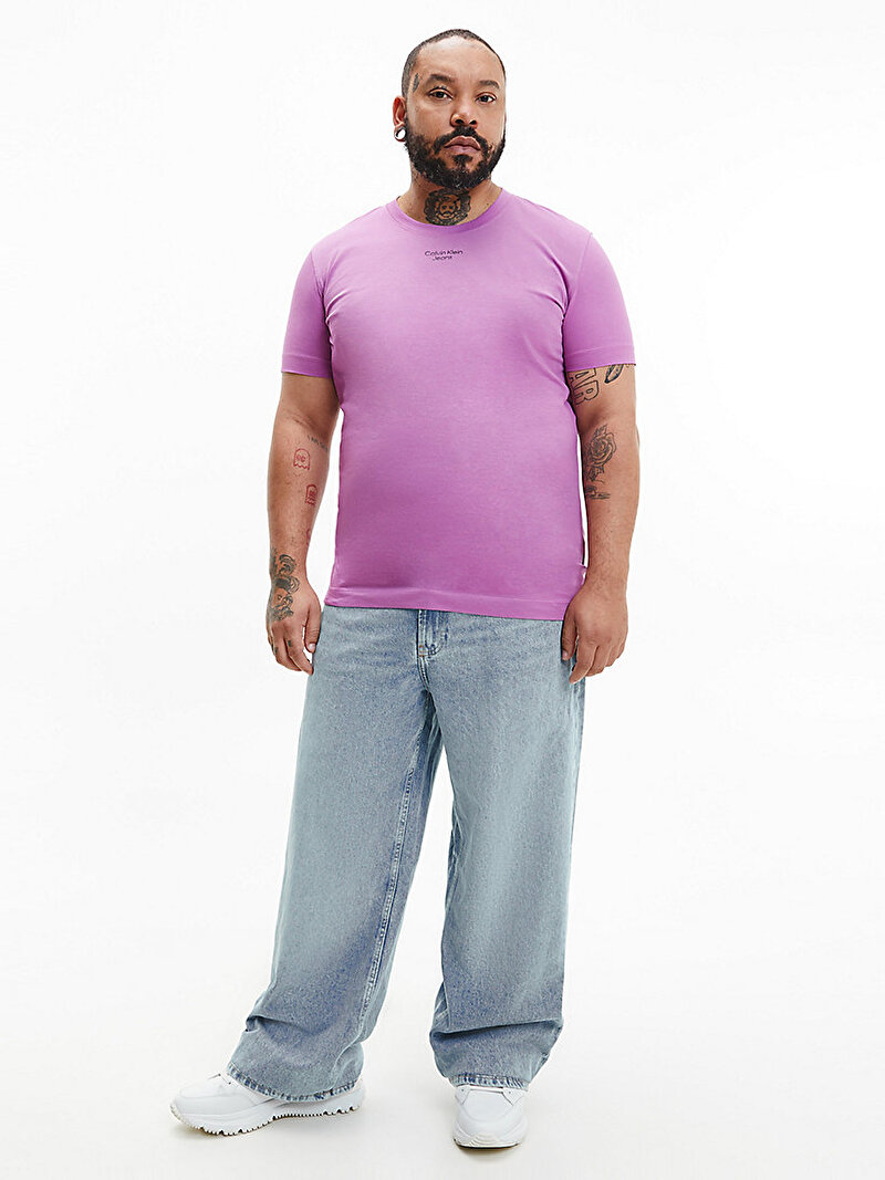Calvin Klein Mor Renkli Erkek Stacked Logo T-Shirt