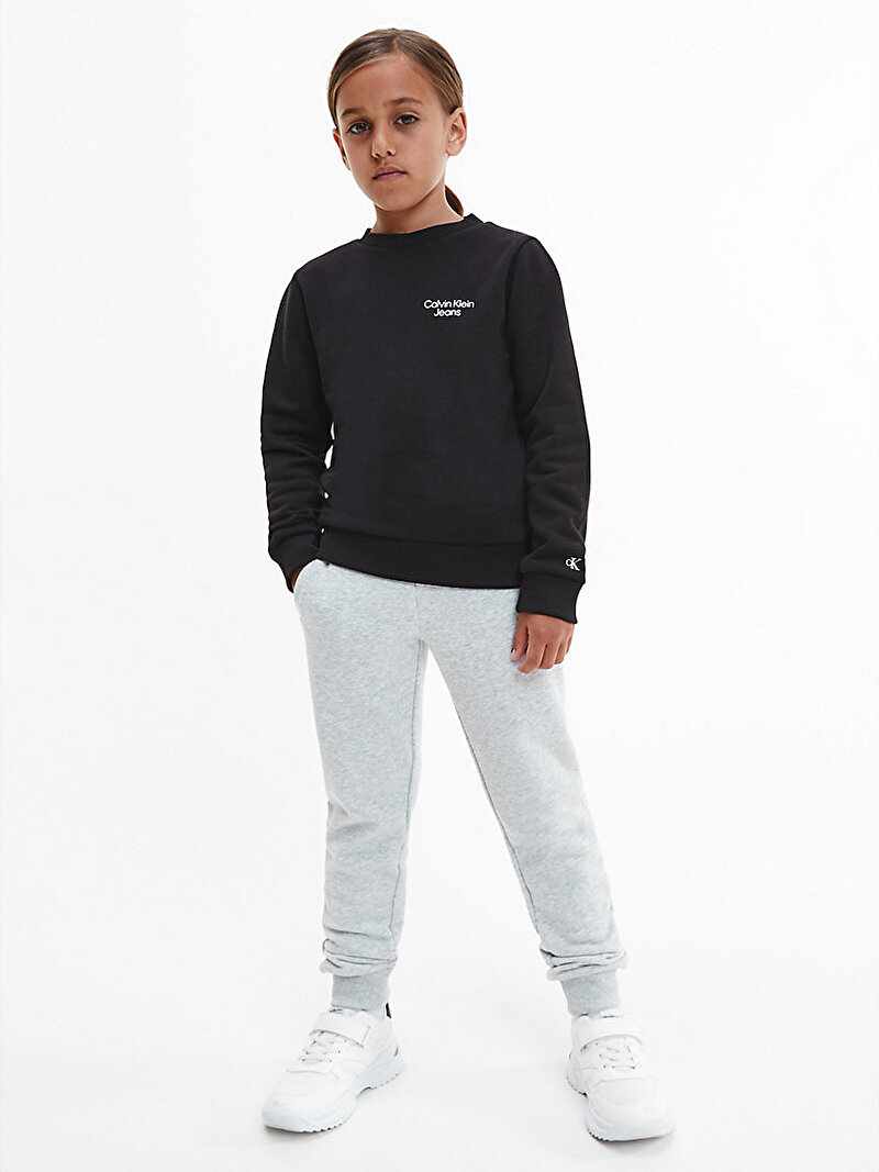 Calvin Klein Siyah Renkli Erkek Çocuk CKJ Stack Logo Sweatshirt