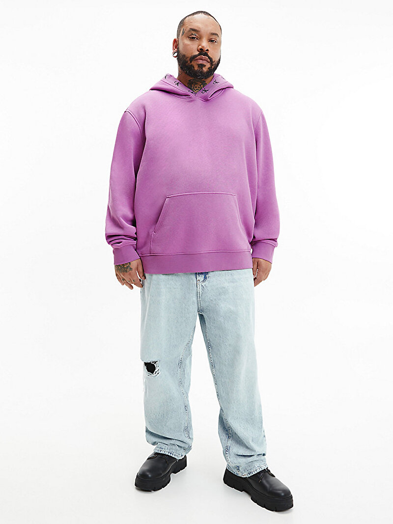 Calvin Klein Mor Renkli Erkek Jakar Hoodie Sweatshirt