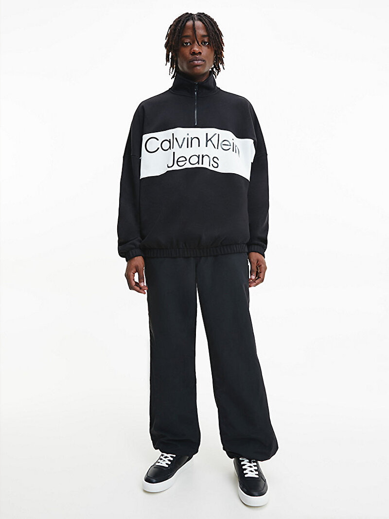 Calvin Klein Siyah Renkli Erkek Bold Logo Colorblock Sweatshirt