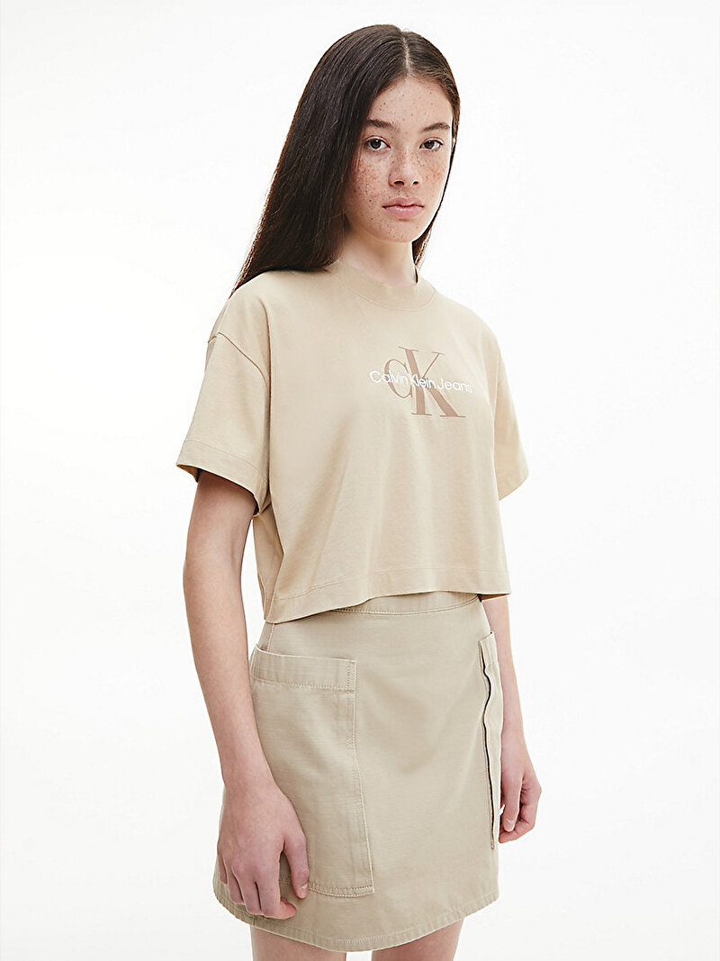 Calvin Klein Kahverengi Renkli Kadın Archival Monologo T-Shirt