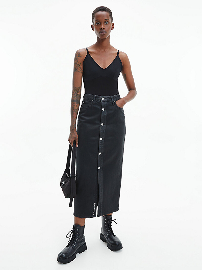 Calvin Klein Siyah Renkli Kadın Open Back Milano Body