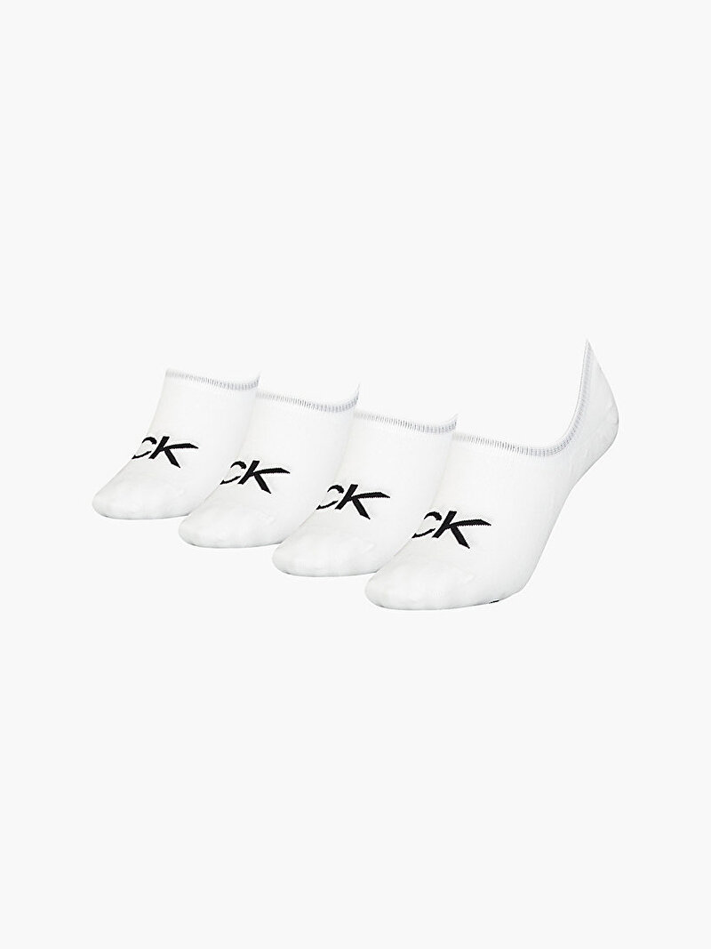 Calvin Klein Beyaz Renkli Kadın 4'Lü Footie High Çorap