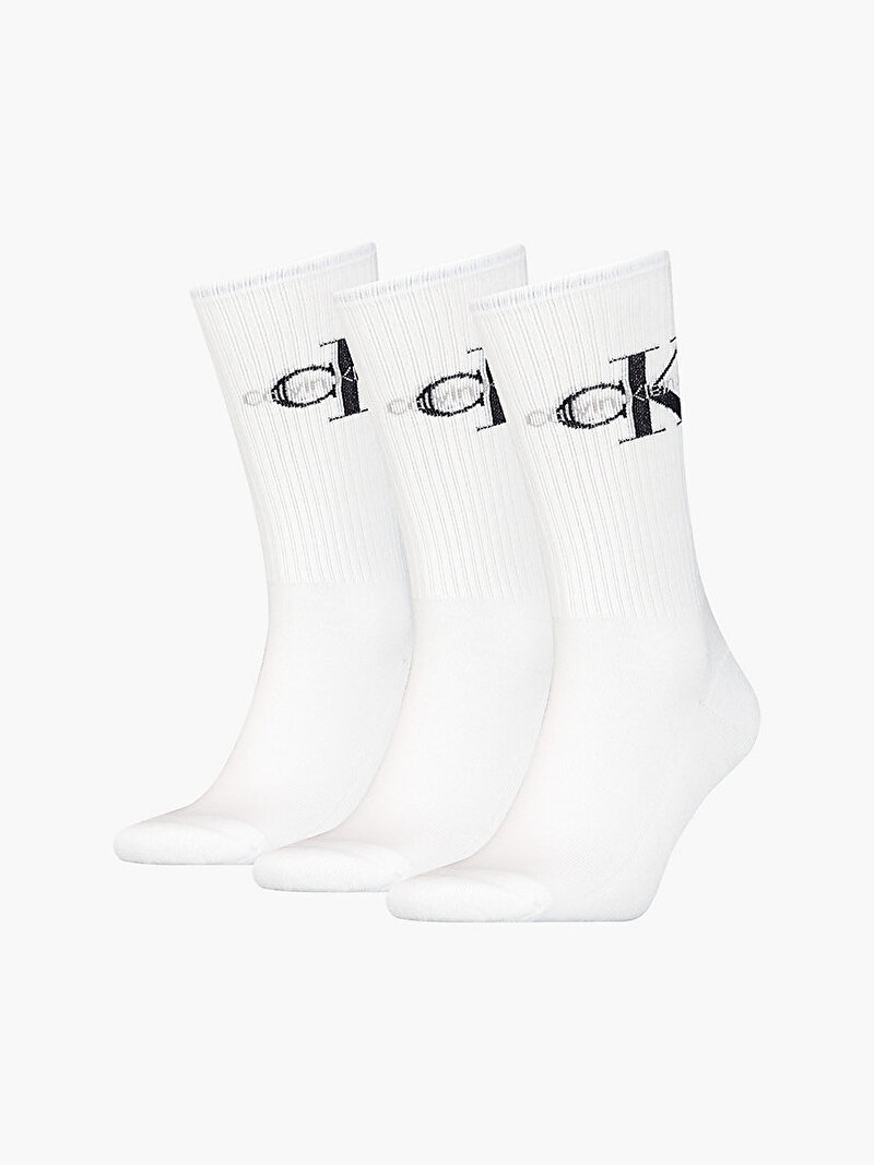Calvin Klein Beyaz Renkli Erkek 3'Lü Çorap