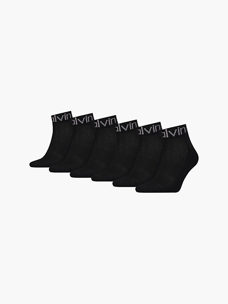 Calvin Klein Siyah Renkli Erkek 6'Lı Quarter Logo Çorap