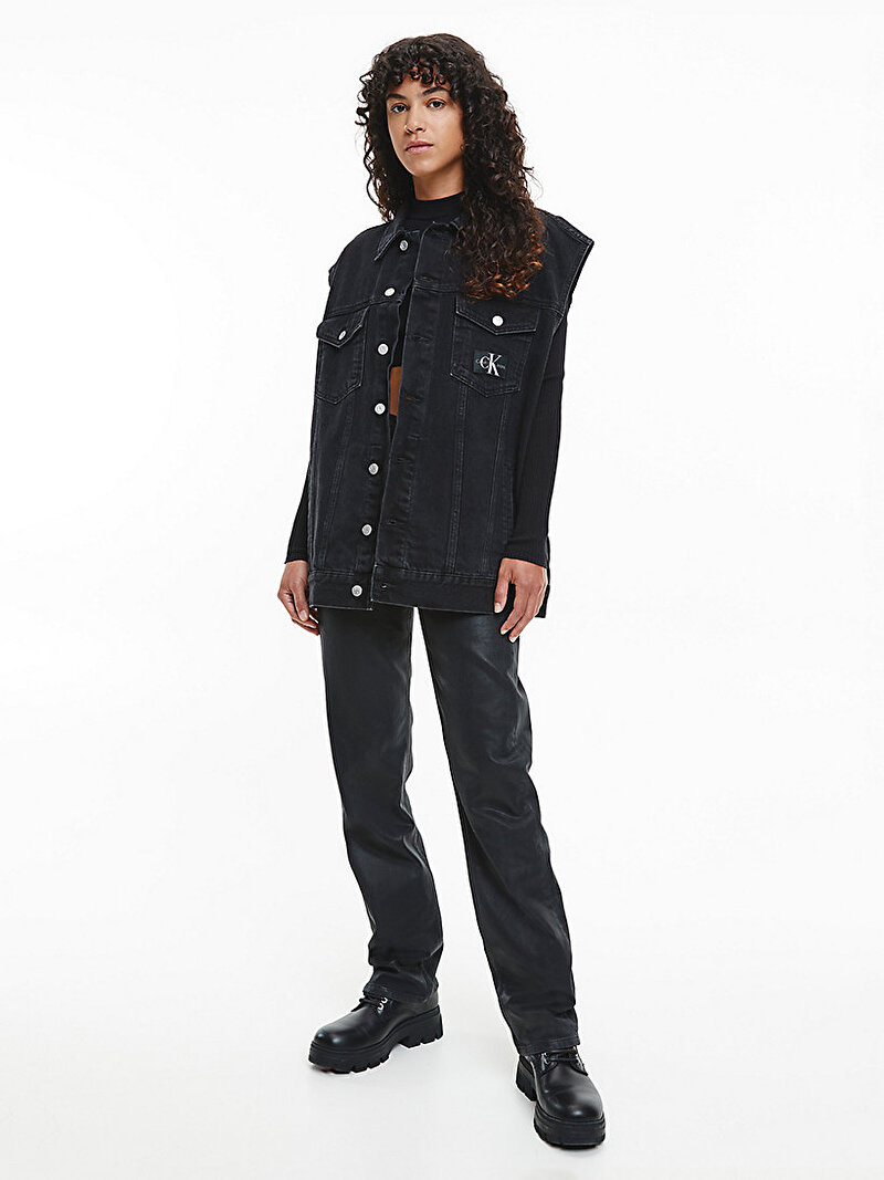 Calvin Klein Siyah Renkli Kadın Oversized Denim Yelek