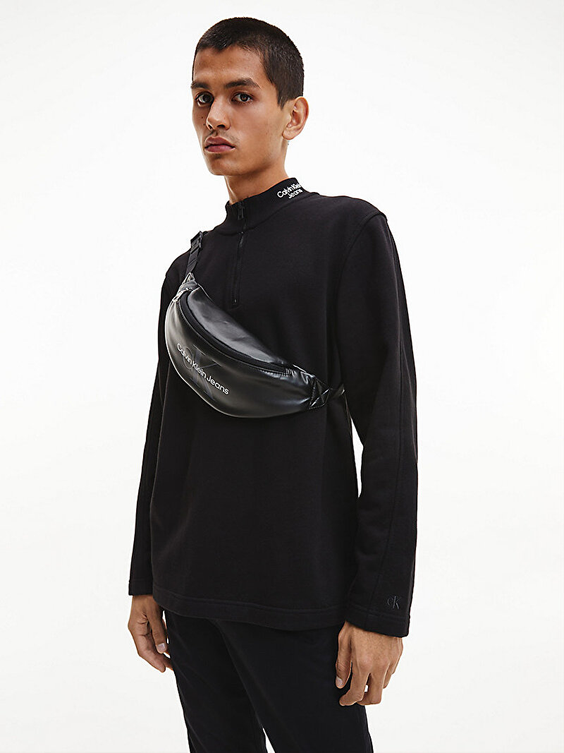Calvin Klein Siyah Renkli Erkek Stacked Logo Uzun Kollu T-Shirt