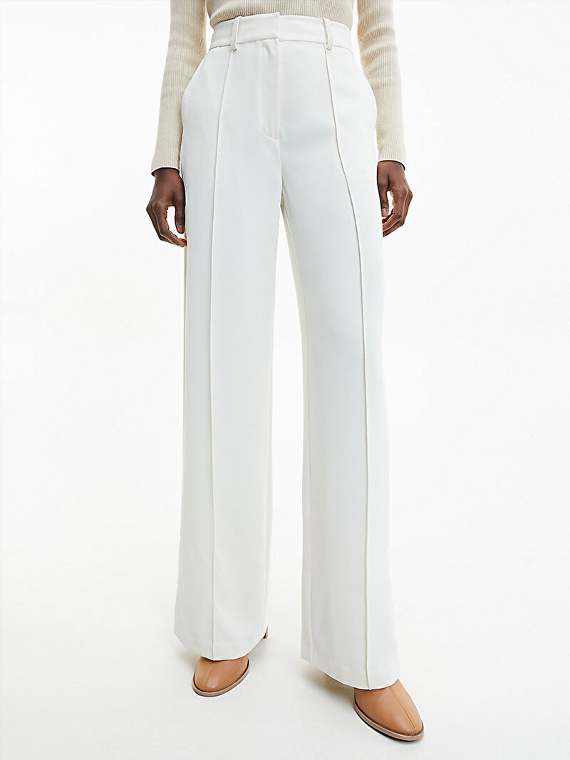 Calvin Klein Beyaz Renkli Kadın Sürdürülebilir Twill Pantolon