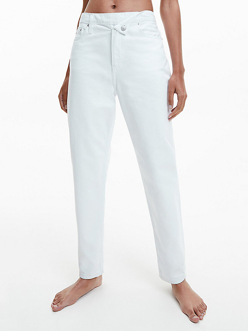Calvin Klein Beyaz Renkli Kadın Mom Jean Pantolon