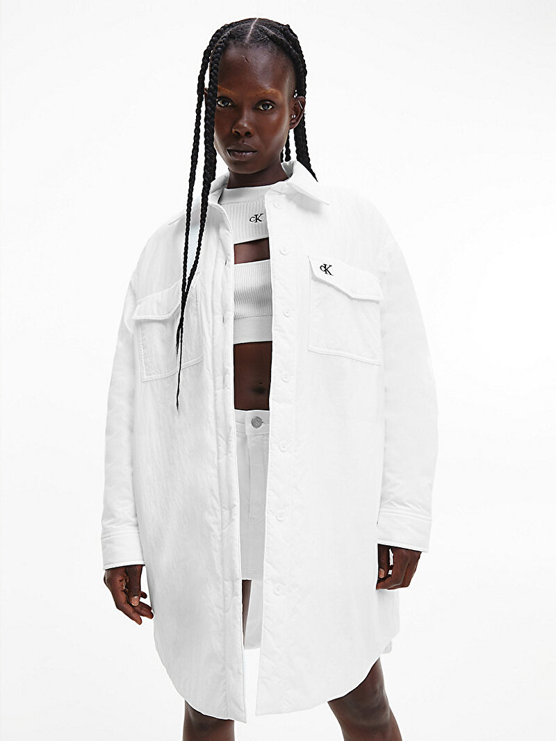 Calvin Klein Beyaz Renkli Kadın Padded Oversized Ceket