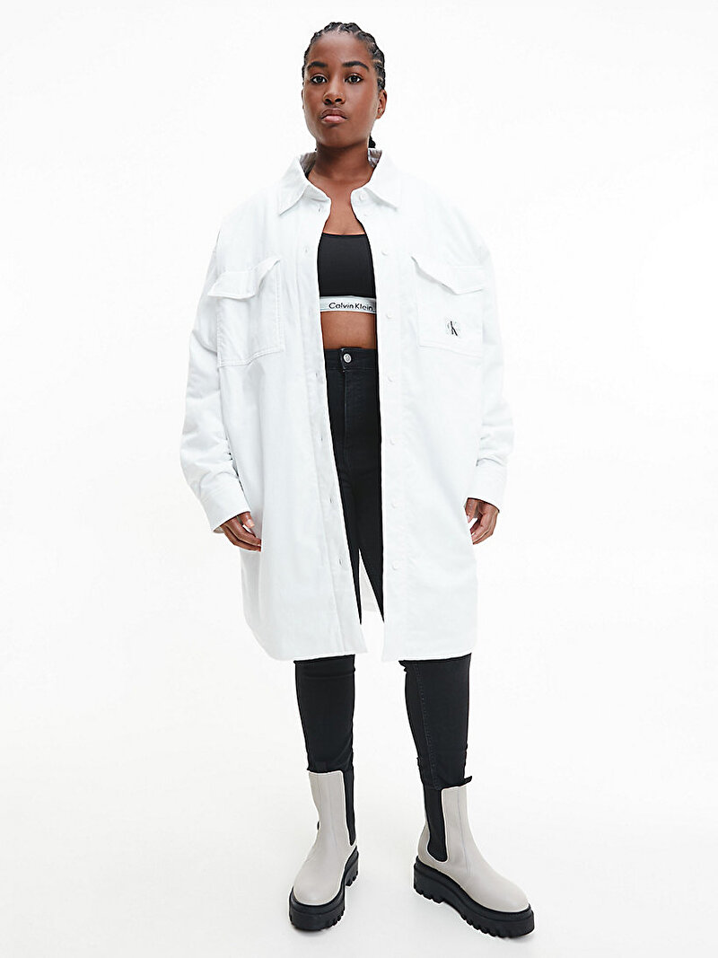 Calvin Klein Beyaz Renkli Kadın Padded Oversized Ceket