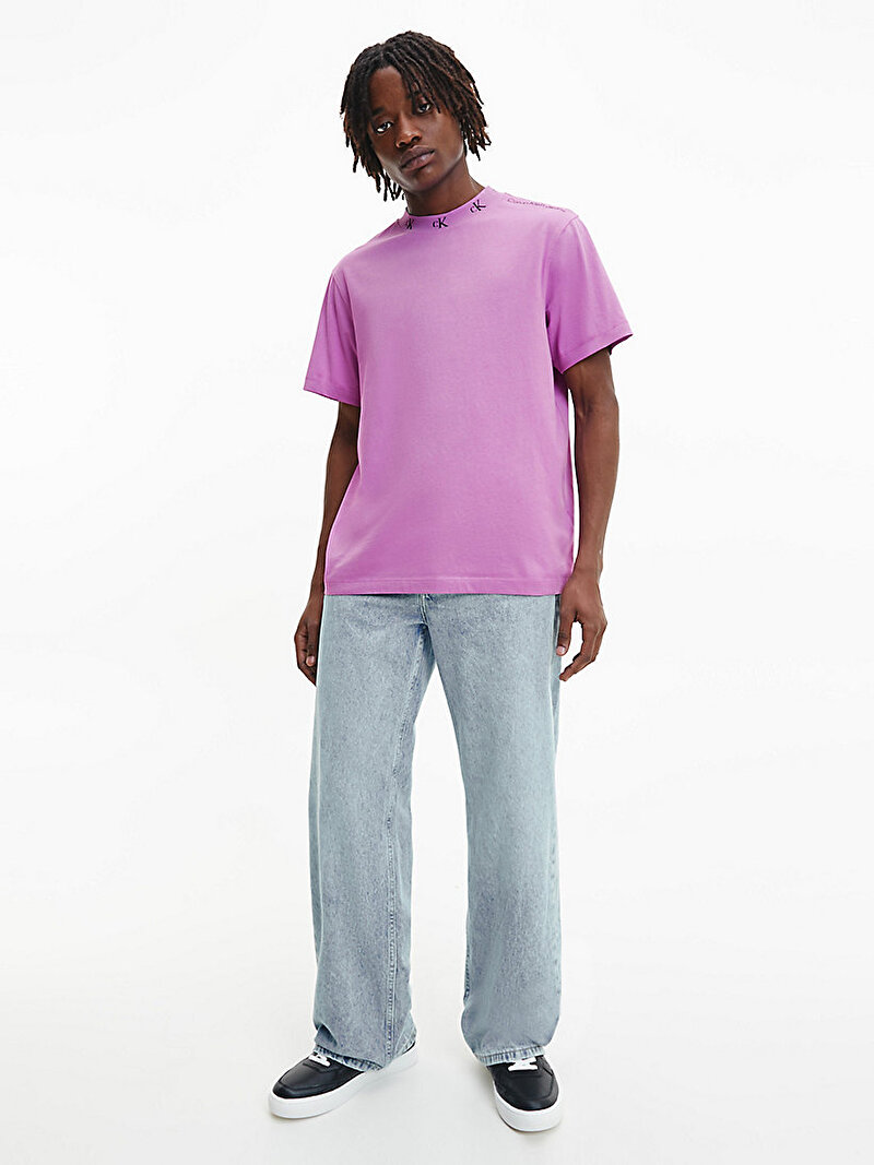 Calvin Klein Mor Renkli Erkek Jakar T-Shirt