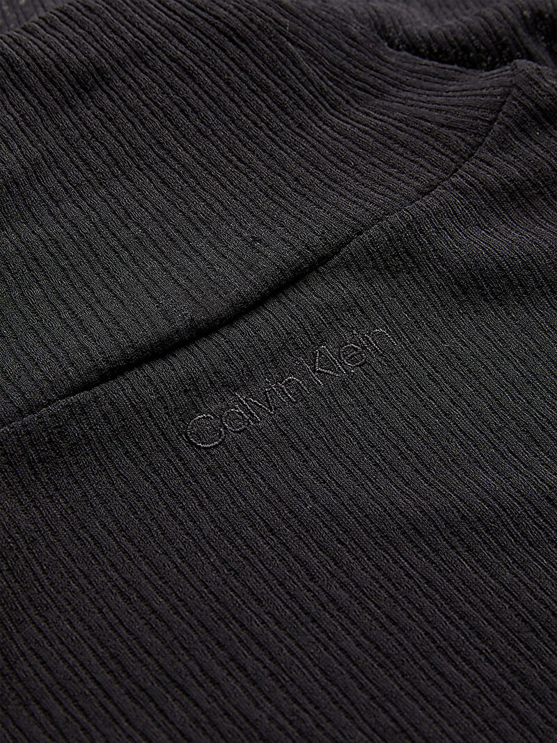 Calvin Klein Siyah Renkli Kadın Crinkle Jarse Boğazlı Top
