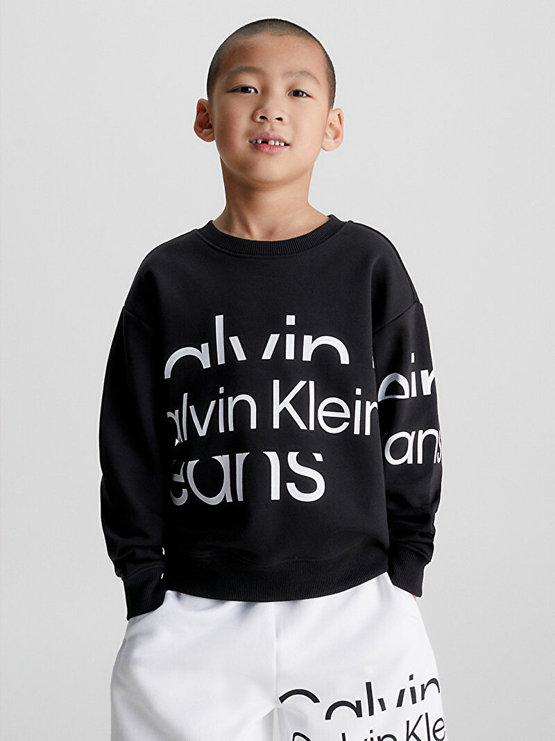 Calvin Klein Siyah Renkli Erkek Çocuk Blown Up Logo Sweatshirt