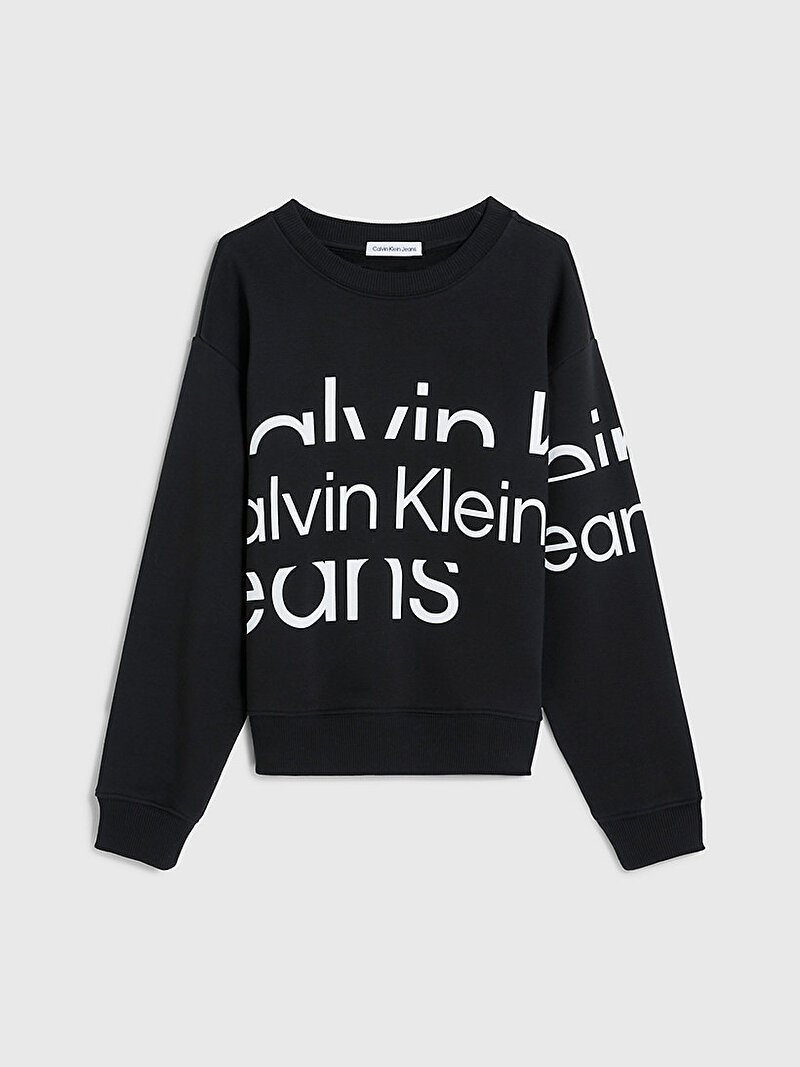Calvin Klein Siyah Renkli Erkek Çocuk Blown Up Logo Sweatshirt