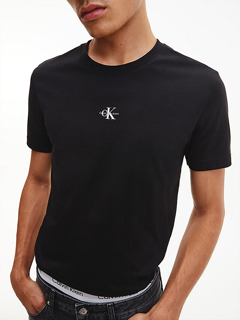 Calvin Klein Siyah Renkli Erkek Micro Monologo T-Shirt