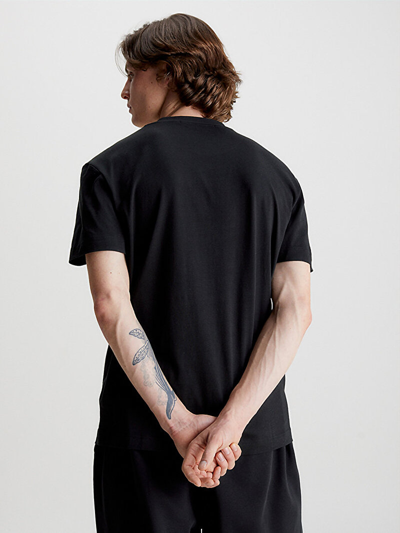 Calvin Klein Siyah Renkli Erkek Logo tape T-Shirt
