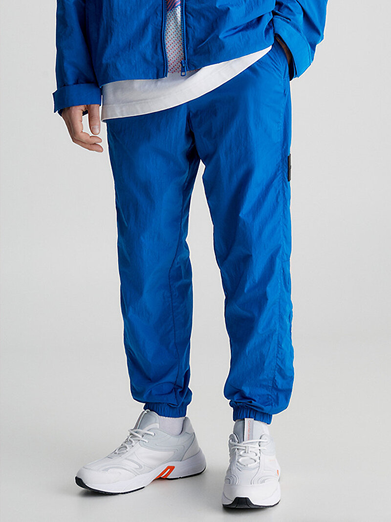 Calvin Klein Mavi Renkli Erkek Badge Crinkle Eşofman Altı