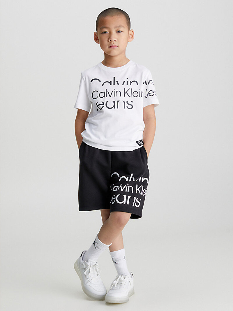 Calvin Klein Siyah Renkli Erkek Çocuk Blown Up Logo Şort