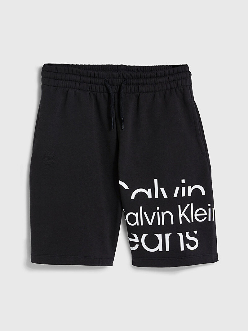 Calvin Klein Siyah Renkli Erkek Çocuk Blown Up Logo Şort