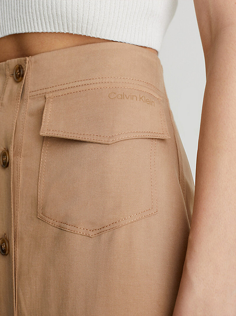 Calvin Klein Kahverengi Renkli Kadın Drapy Tensel Etek