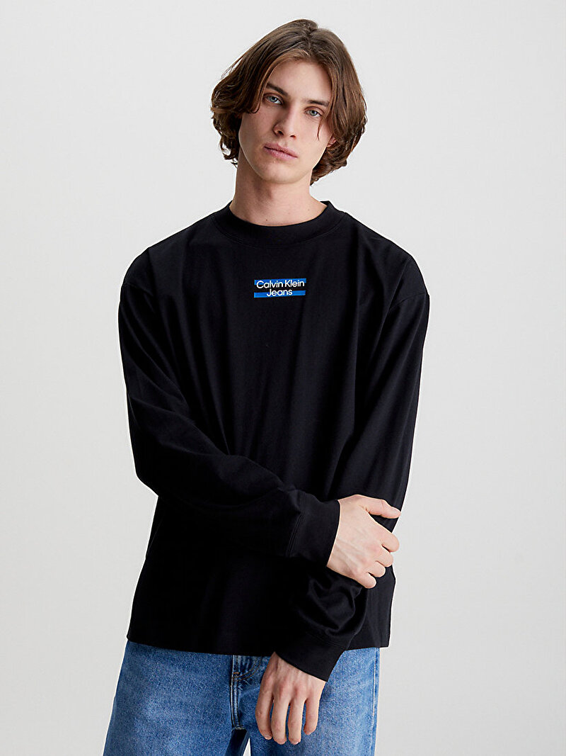 Calvin Klein Siyah Renkli Erkek Transparent Stripe Logo T-Shirt