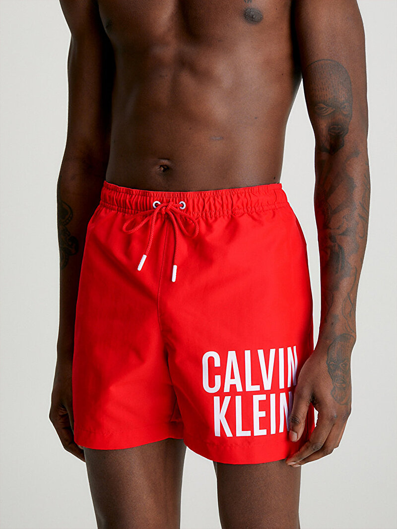 Calvin Klein Kırmızı Renkli Erkek Medium Drawstring Deniz Şortu