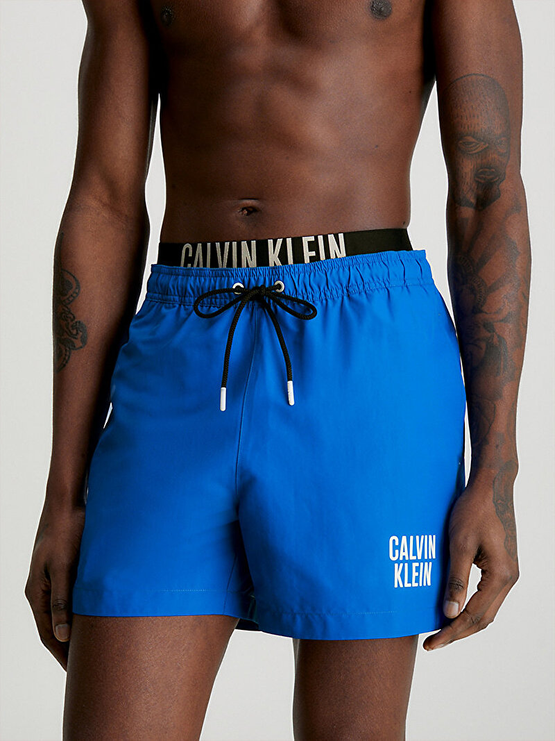 Calvin Klein Mavi Renkli Erkek Medium Double Waist Deniz Şortu